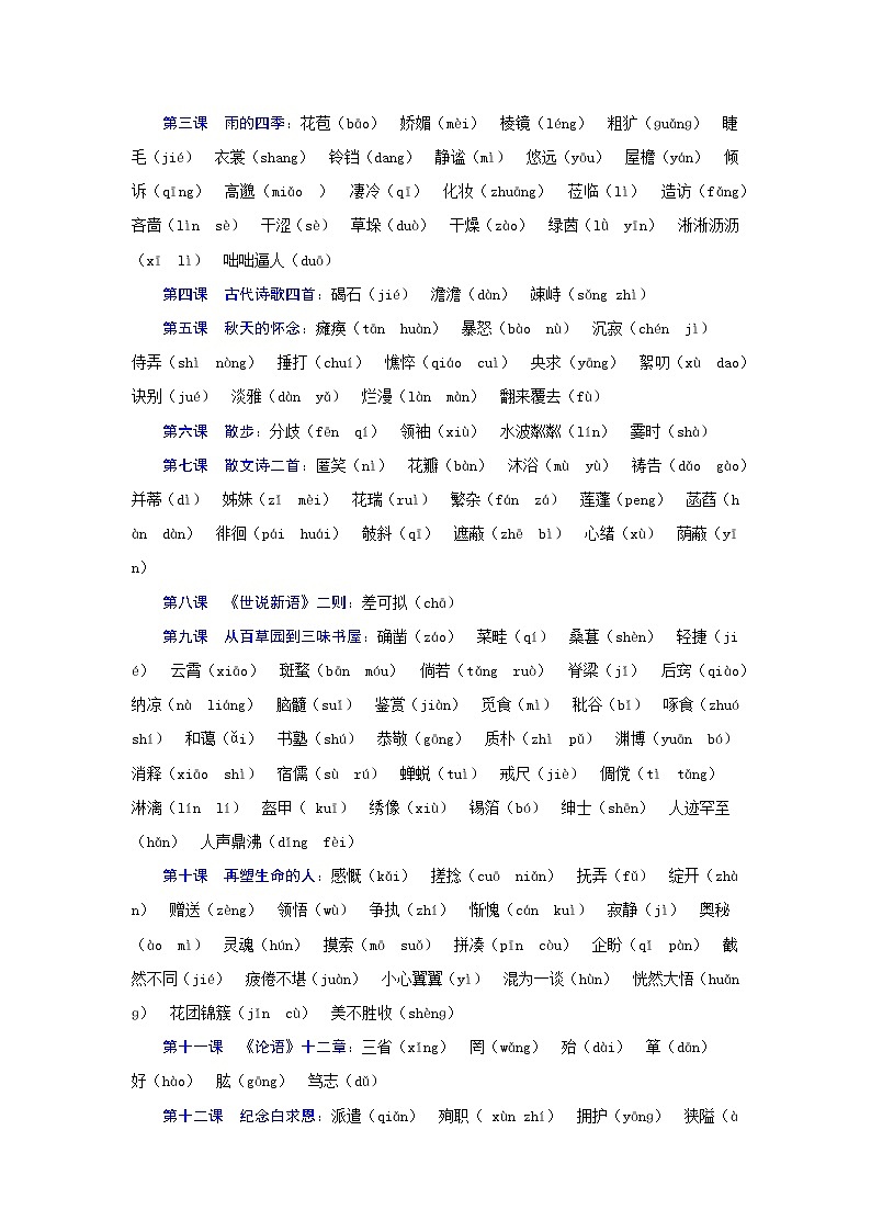 专题一 字音字形（重点）（原卷版）-2021-2022学年七年级语文上册期末考试划重点（部编版）第2页