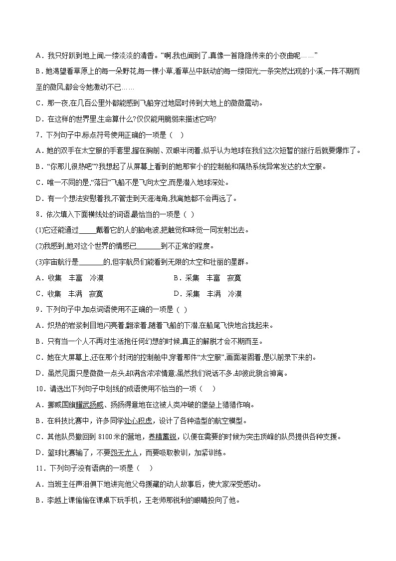 第24课 带上她的眼睛-2021-2022学年七年级语文下册“基础+提升”考点专项训练（部编版）02