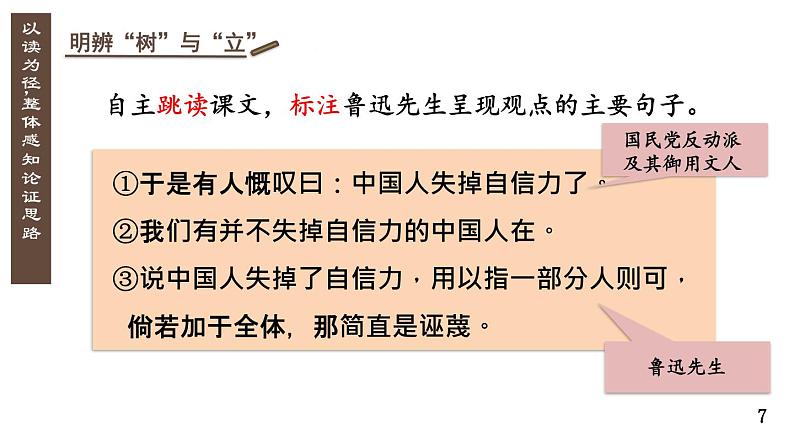 部编版九年级语文上册课件--18 中国人失掉自信力了吗第7页