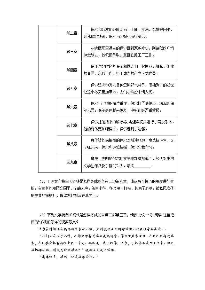 考点06：文学名著（考点训练）-2021-2022学年八年级语文下学期期末复习考点梳理与训练（江苏专用）（原卷版）第3页