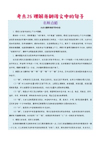 2022年中考语文考点冲刺 考点25 理解并翻译文中的句子