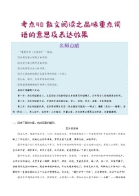 2022年中考语文考点冲刺 考点40 散文阅读之品味重点词语的意思及表达效果