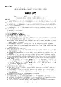 2022年湖南省株洲市渌口区九年级下学期期中考试（一模）语文卷及答案（图片版）