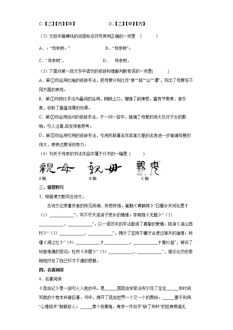 部编版语文中考考前拔高篇（十五）（全国通用）第2页