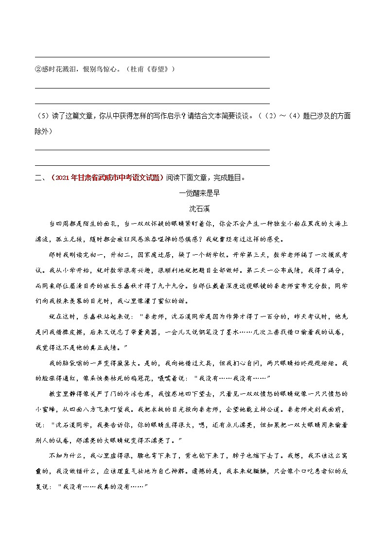 专题04：梳理全文，理清线索（原卷版）第3页