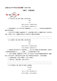 专题3：诗歌阅读-备战2022年中考语文精选题集（北京专用）