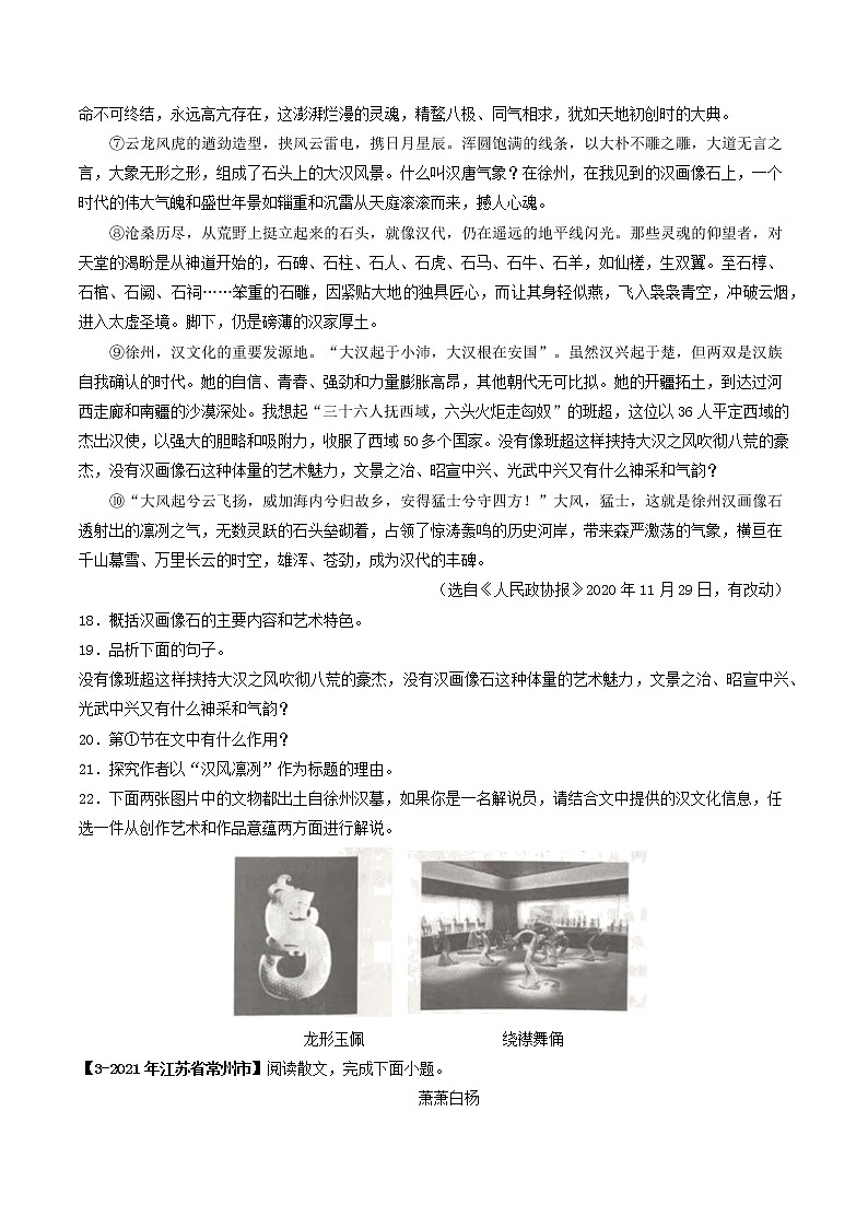 专题21 散文阅读－备战2022年中考语文精选题集（原卷版）第3页