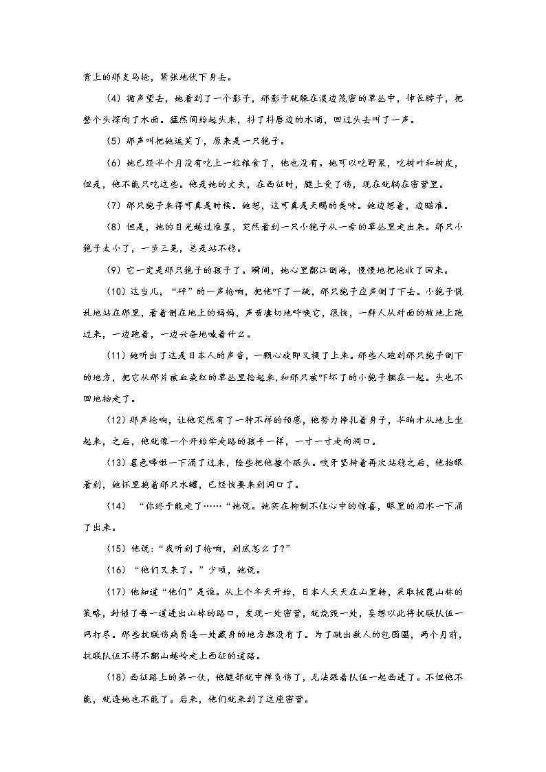 专题15 小说阅读-备战2022年中考语文精选题集（山东专用）（原卷版）第3页