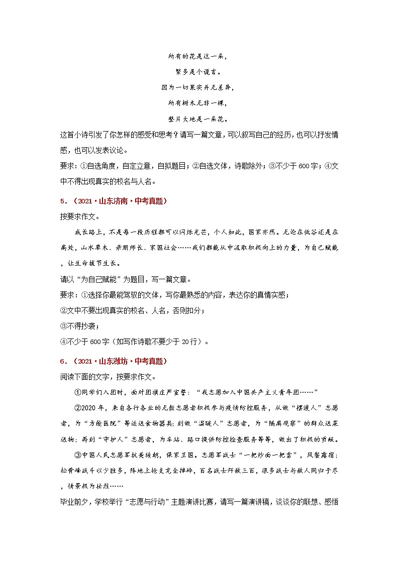 专题21 写作-备战2022年中考语文精选题集（山东专用）（原卷版）第2页