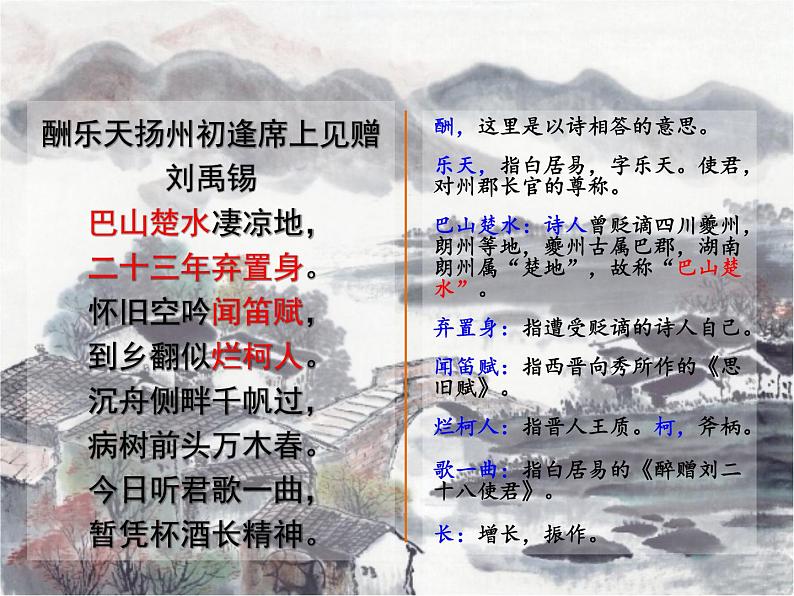 部编版九年级语文上册精品课件---酬乐天扬州初逢席上见赠07