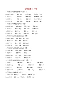 2021-2022学年七年级语文下册期末专项复习-专项训练01：字音