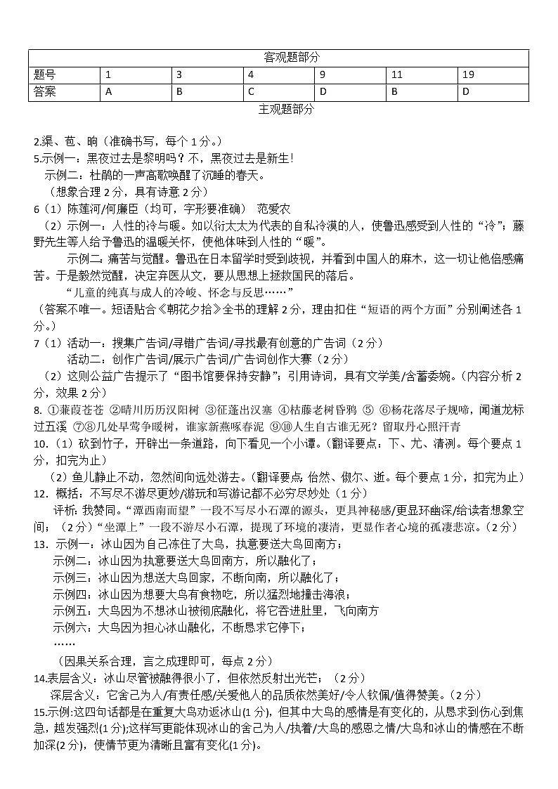 2022年重庆市中考语文真题A卷（含答案）01