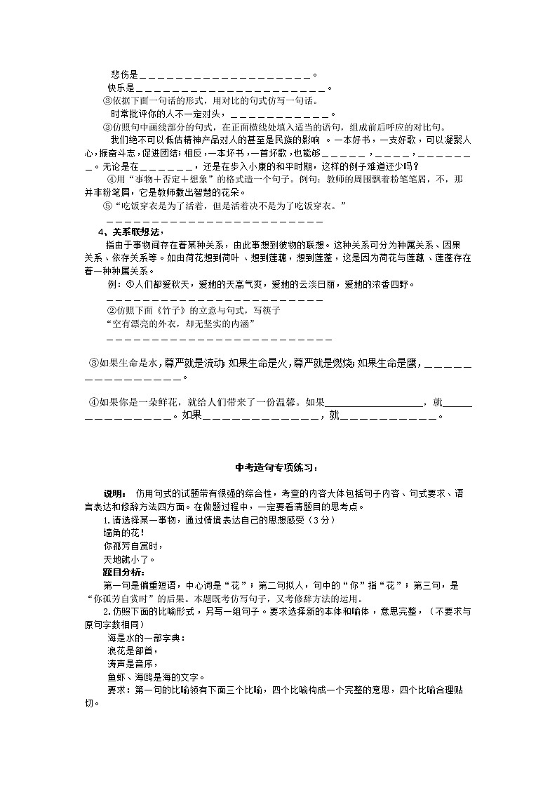 中考语文复习之仿句题讲座第3页