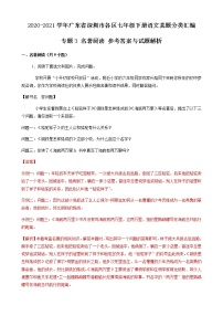 专题3 名著阅读-2020-2021学年广东省深圳市各区七年级下册语文真题分类汇编（解析版）