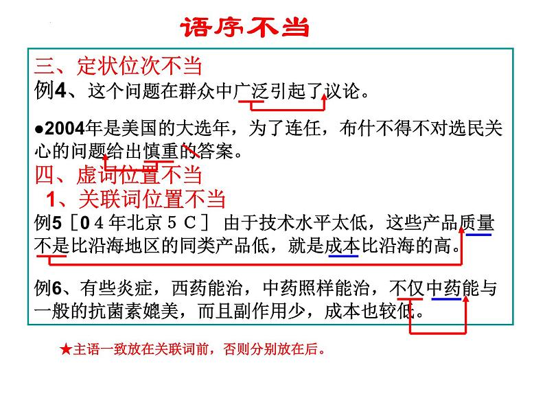 2022年中考语文二轮专题复习：病句辨析与修改之语序不当、搭配不当课件（29张PPT）第4页