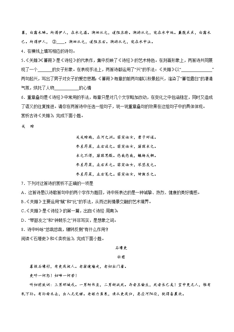 专题13 诗歌鉴赏-八年级语文下学期期末专项复习（部编版）（答案）第2页