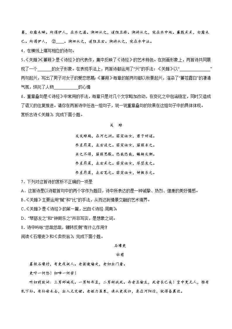 专题13 诗歌鉴赏-八年级语文下学期期末专项复习（部编版）（试卷）第2页