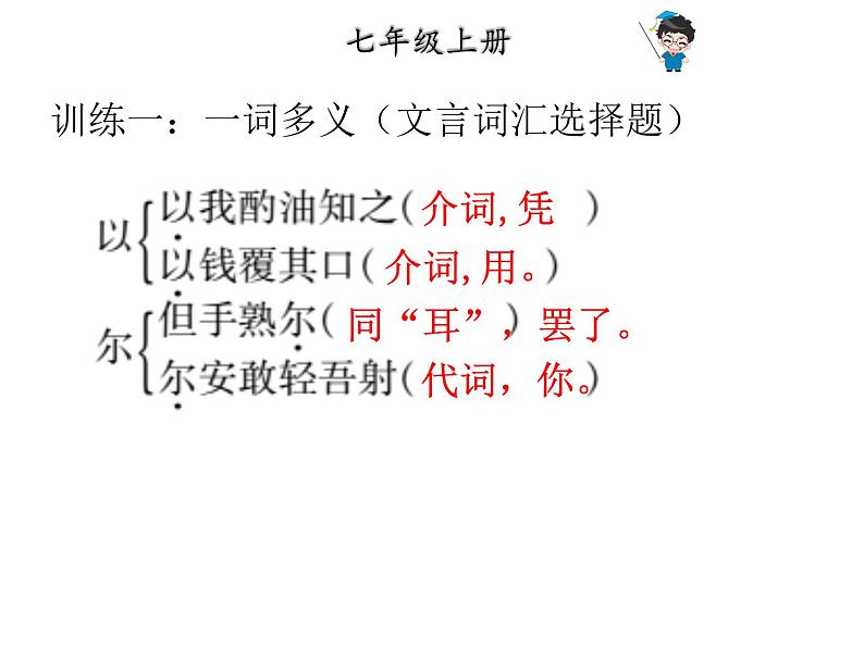 2019年中考语文总复习课外文言文全解全练课件：第一部分-基础训练-7年级下册-二、卖油翁(共19张PPT)02
