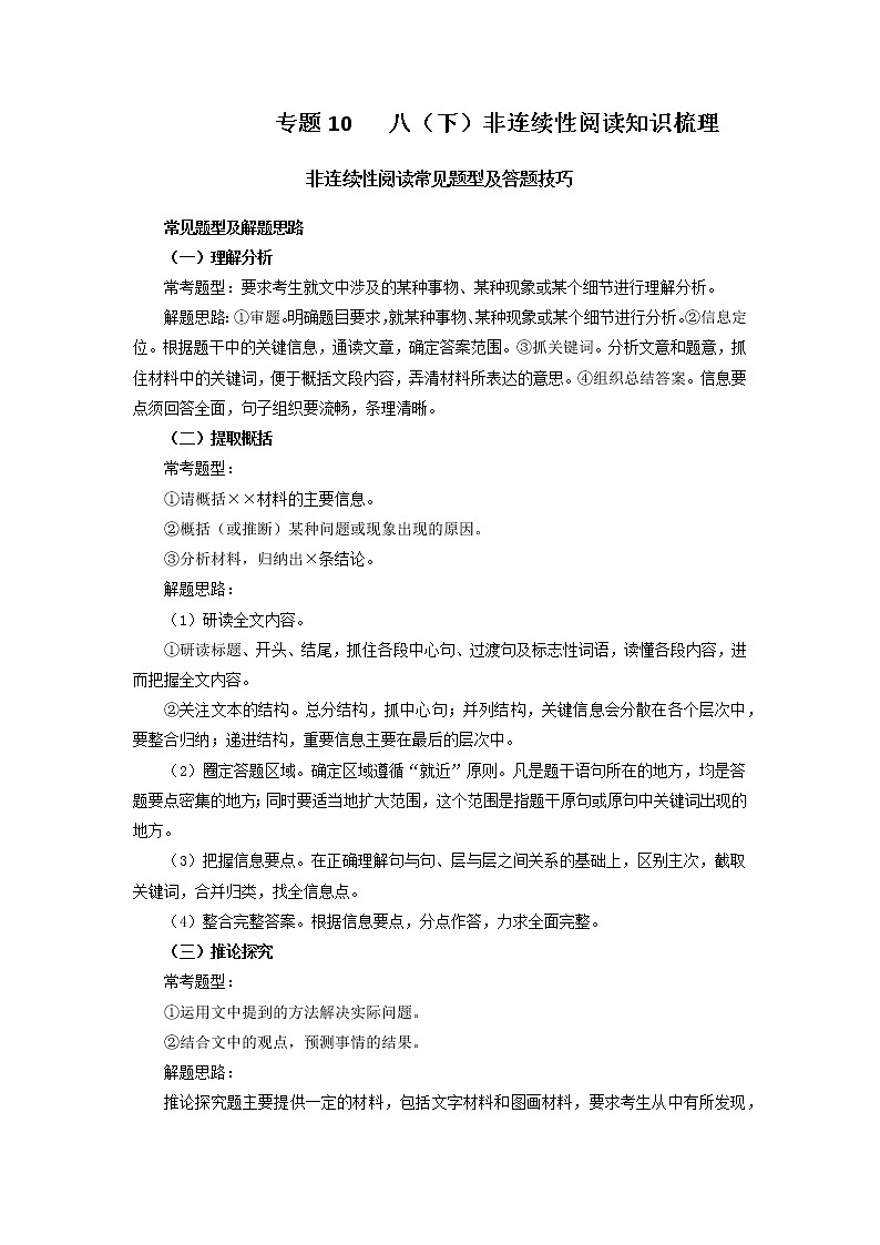 专题13：非连续性阅读（知识串讲）-2021-2022学年八年级语文下学期期末考点大串讲（部编版）第1页