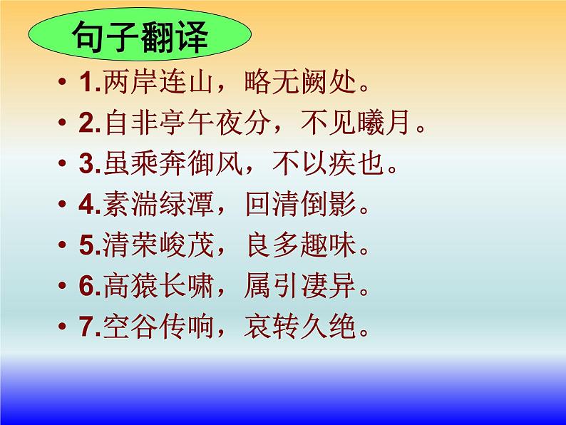 《三峡》复习课件 -2022年中考语文文言文专题复习第7页