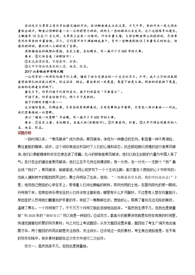 2022年山东临沂市语文中考真题写作话题解读与参考范文2篇( 美好的选择 )第2页