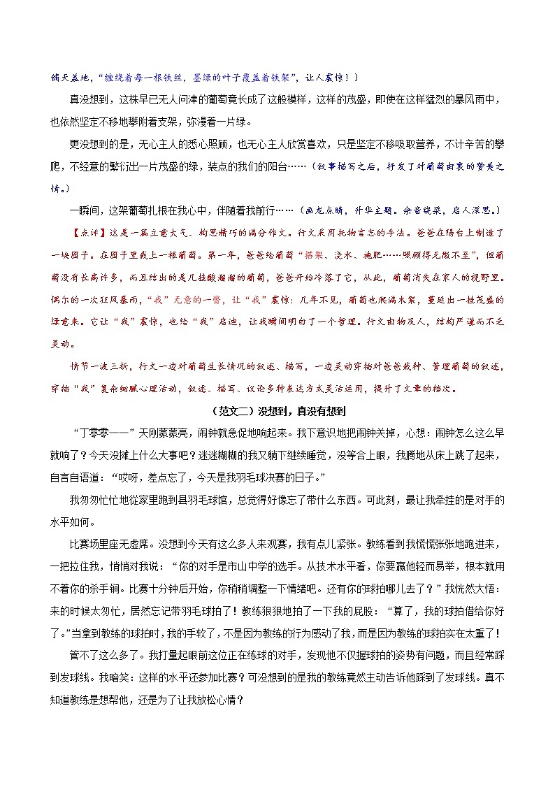 押题11  没想到，真没想到-备战2022年中考语文考场作文押题预测+范文引领第3页