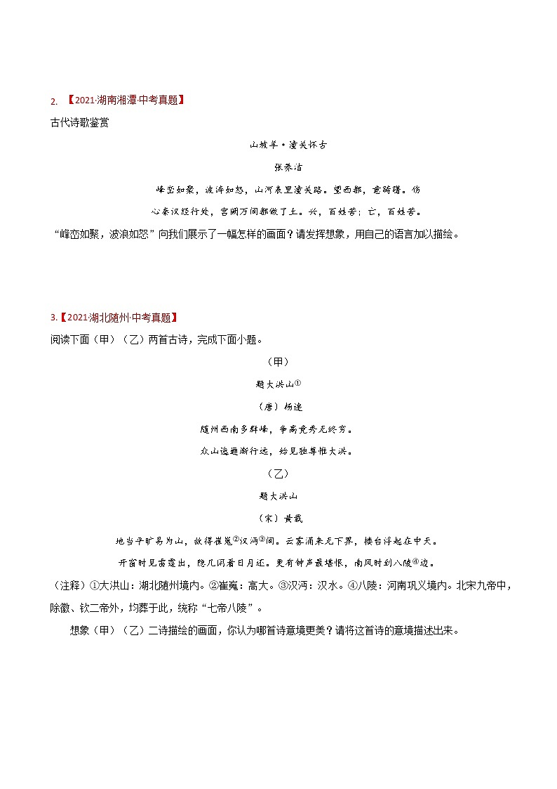 易错点18 诗歌鉴赏之描述画面-备战2022年中考语文考试易错题03