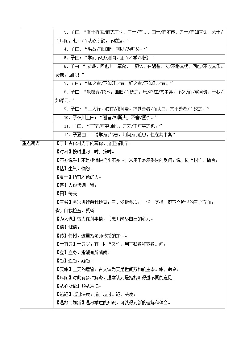 专题03《论语》十二章 （知识梳理）备战2022年中考语文课内39篇文言文阅读第2页