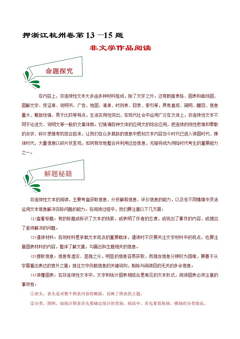 押浙江杭州卷13—15题 非文学作品阅读（解析版）-备战2022年中考语文临考题号押题（浙江杭州卷）第1页