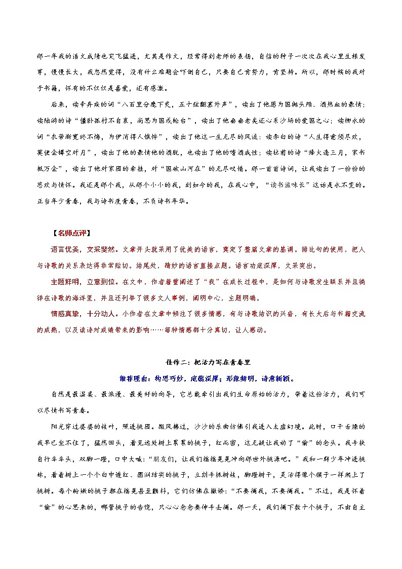 32 四川乐山、遂宁、巴中卷：《把诗情写进青春里》《永不忘却的纪念》《我心中有一粒种子》等-备战2022年中考语文全国各地中考优秀作文荐读第3页