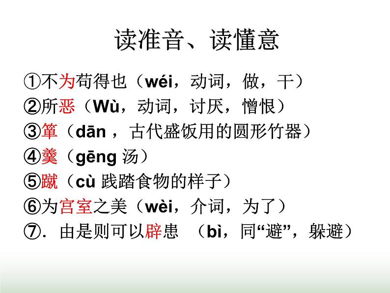 人教版九年级语文下册第3单元第9课鱼我所欲也1课件第6页