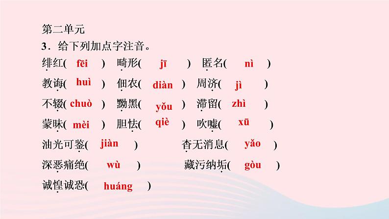 人教版八年级语文上册期末专题复习1语音与汉字作业课件04