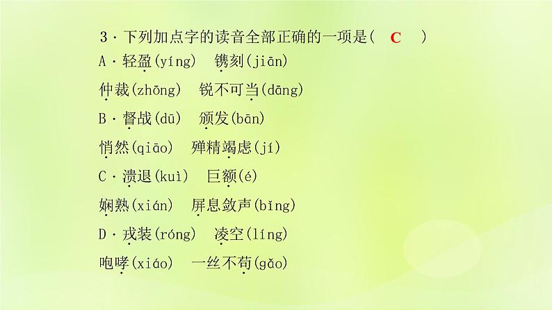 人教版八年级语文上册期末专题复习1语音与汉字课件05