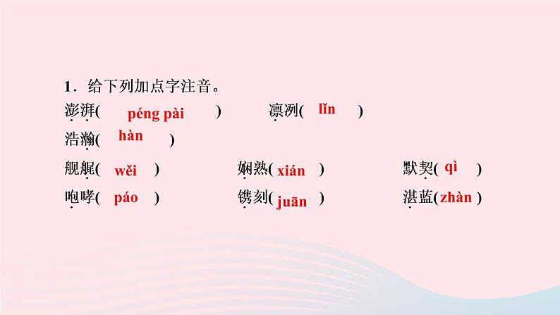 人教版八年级语文上册第1单元4一着惊海天目击我国航母舰载战斗机首架次成功着舰作业课件03