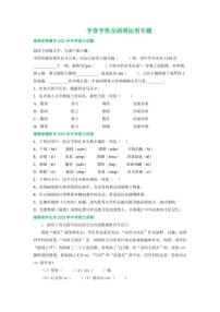 2022年湖南省中考语文试卷分类汇编之字音字形及词语运用及真题答案