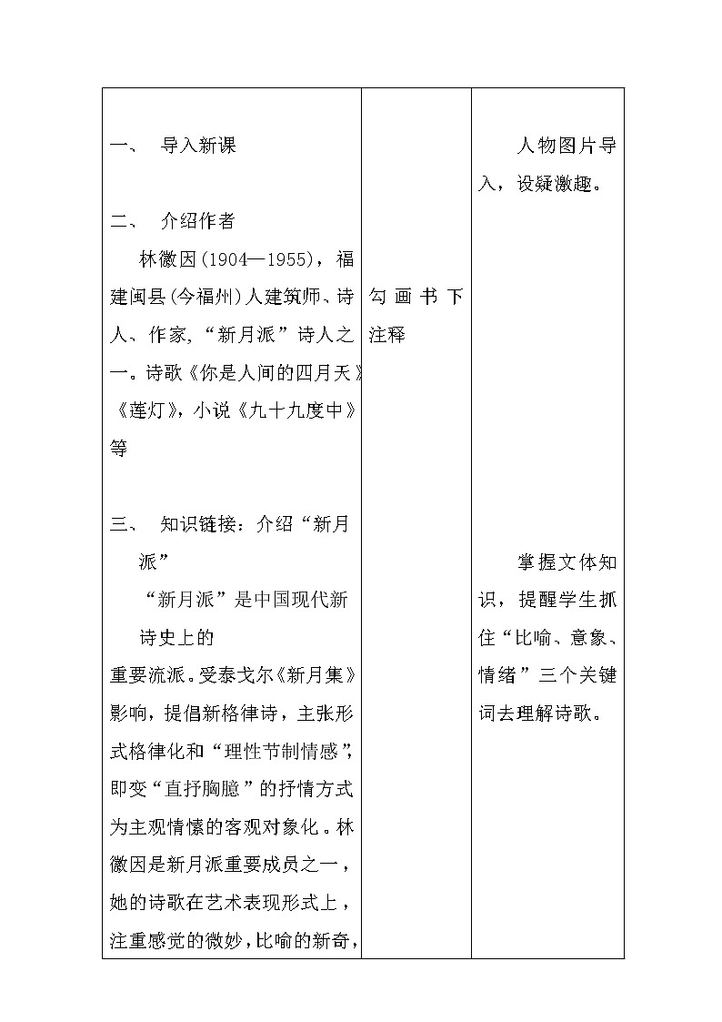 部编版九年级语文上册4.你是人间的四月天-教学设计402