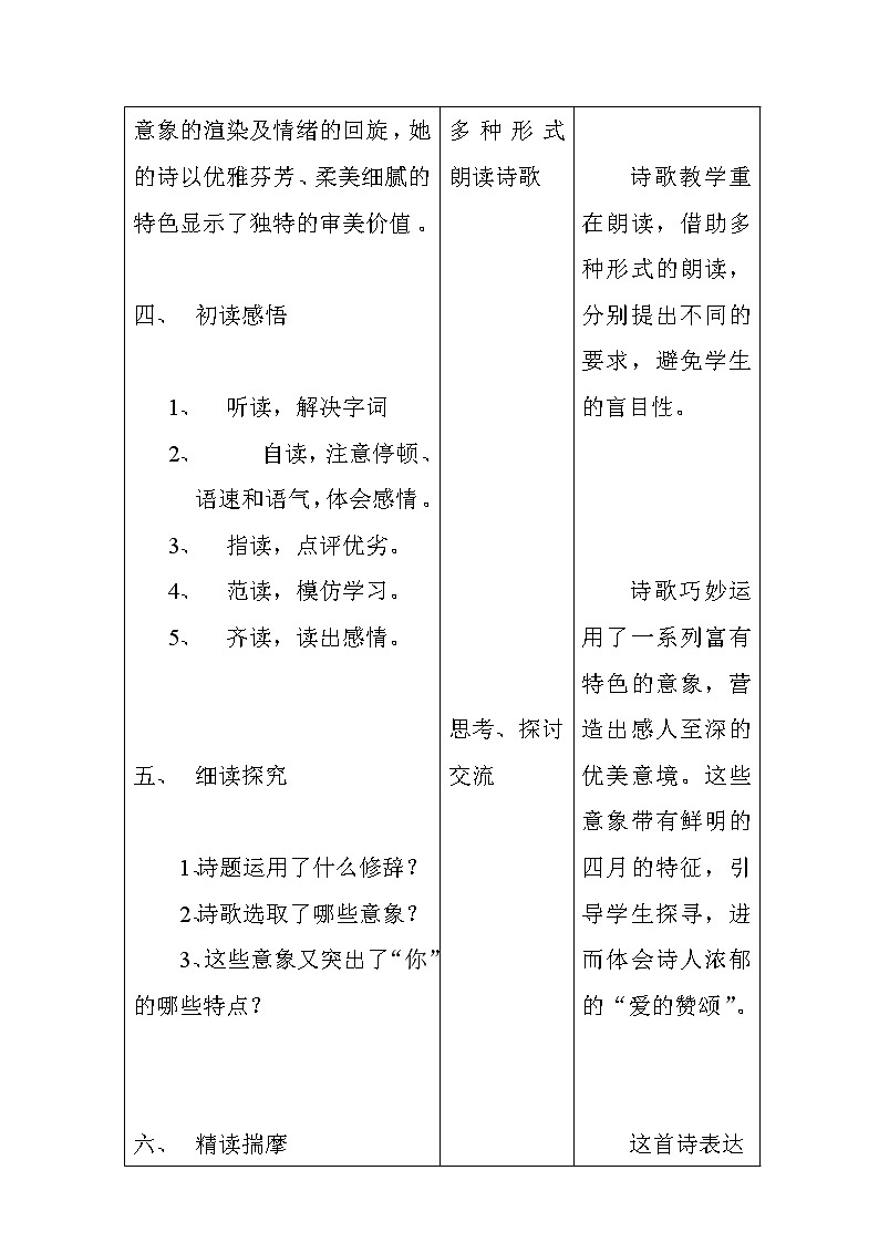 部编版九年级语文上册4.你是人间的四月天-教学设计403