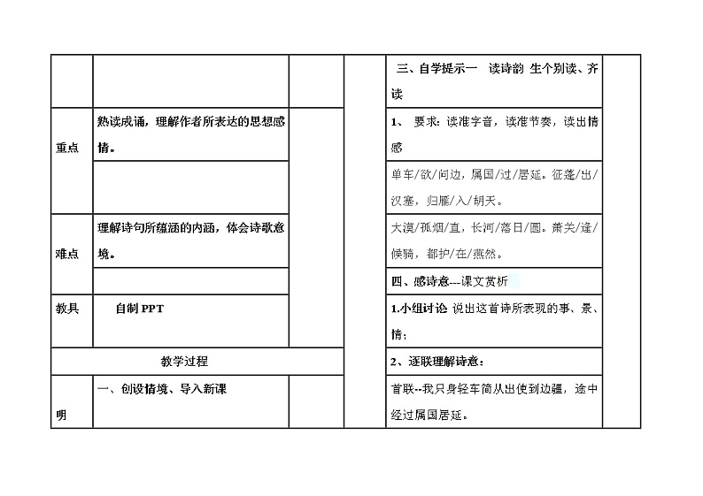 部编版八年级语文上册13.2《使至塞上》教学设计第2页