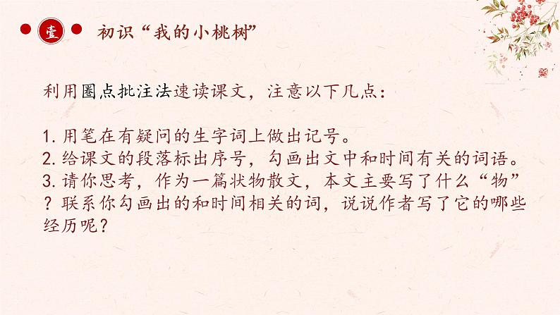初中 初一 语文《一棵小桃树》第一课时   课件第3页