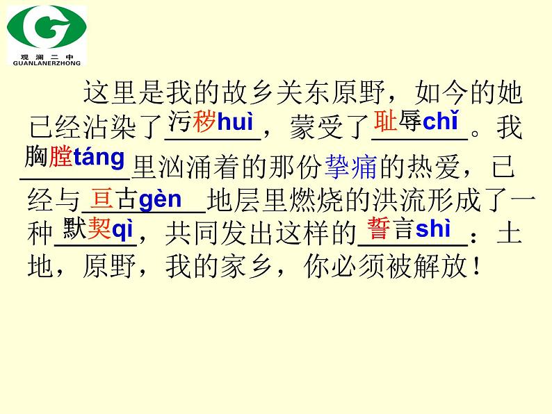 初中语文 七下 《土地的誓言》课件第8页