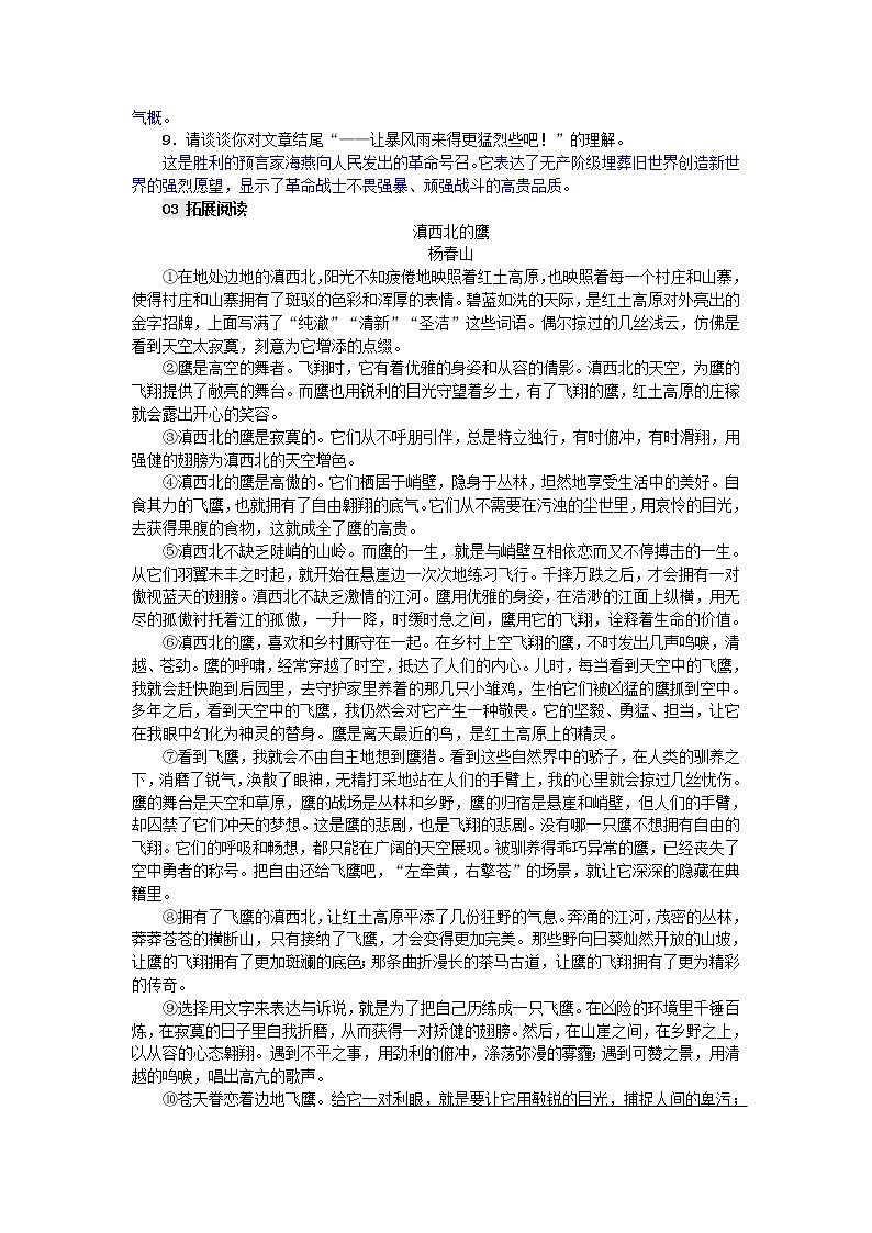 人教版语文九年级下册《海燕 》同步练习4 含答案第2页