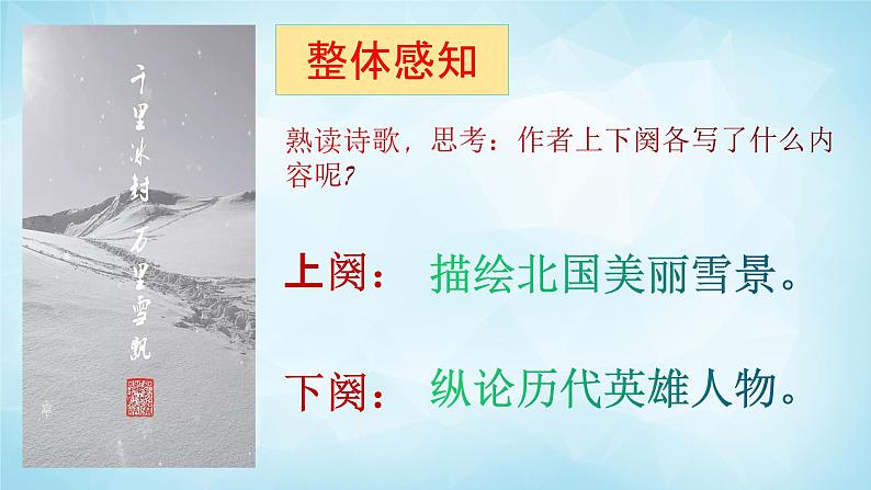 2022年九年级上册第一单元1《沁园春.雪》授课课件第6页