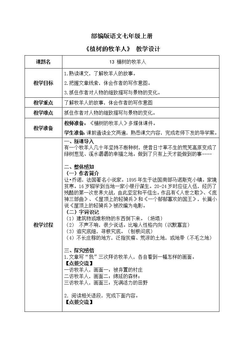 13《植树的牧羊人》课件+教学设计01