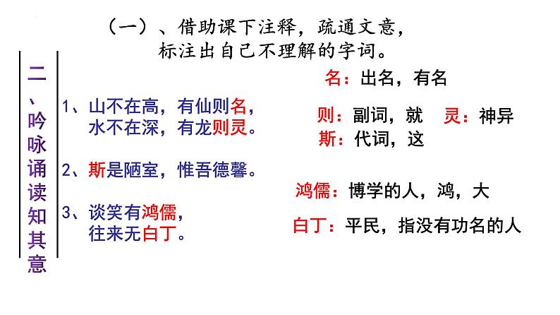 第17课《短文两篇——陋室铭》课件（共19张PPT）--部编版语文七年级下册第6页