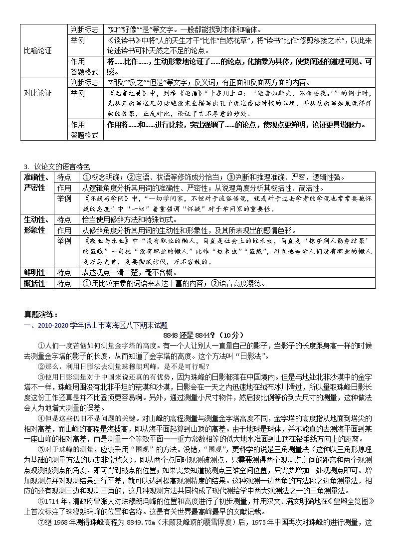 中考语文议论文阅读知识梳理02