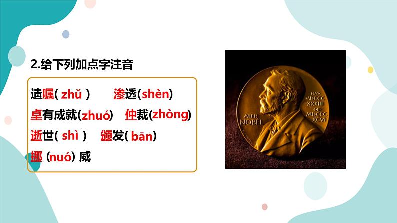 人教版8年级上册语文《首届诺贝尔奖颁发》课件第6页