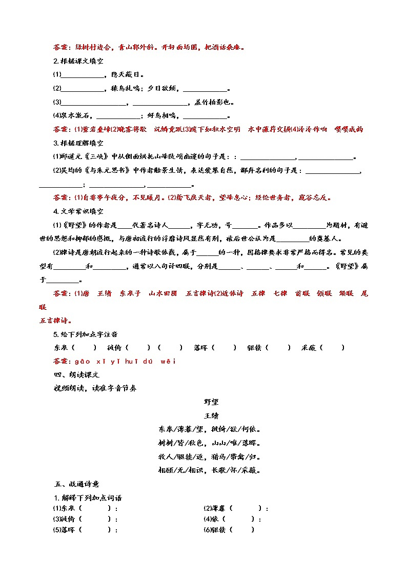 人教版8年级上册语文《野望》教案第2页
