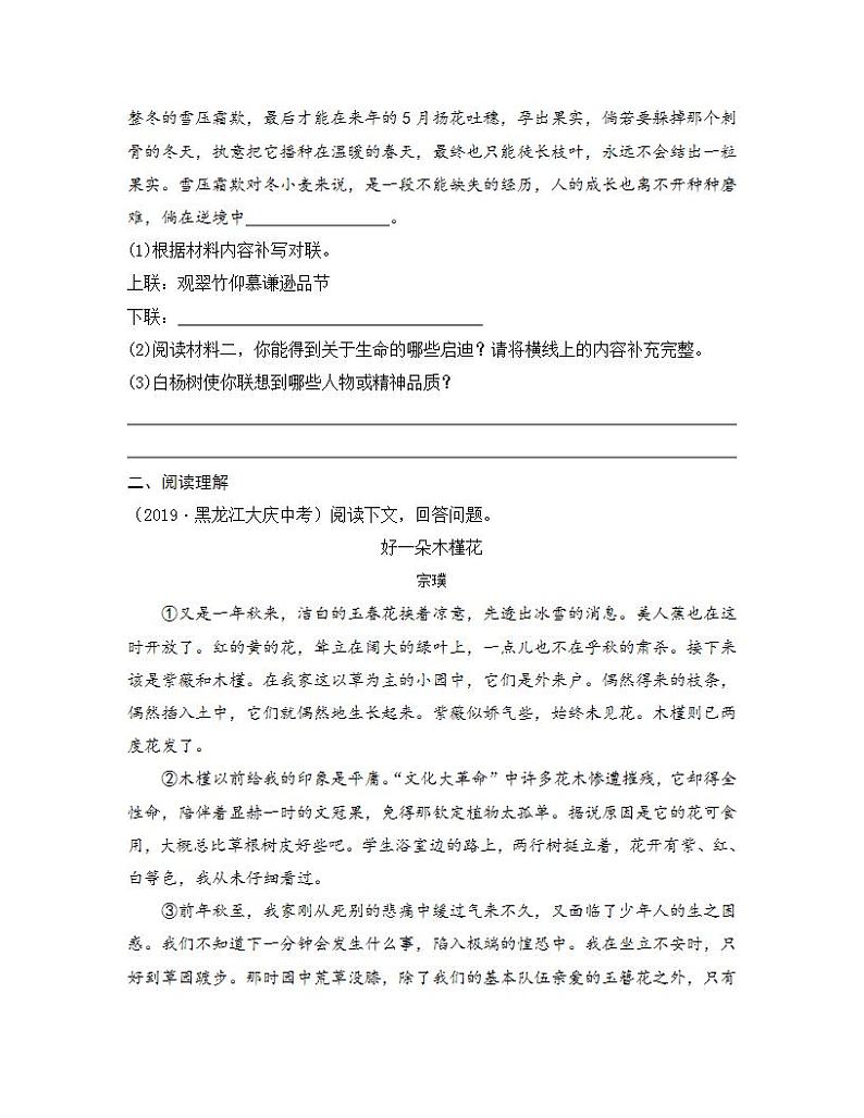统编版八年级语文上册一课一练 第四单元 15 白杨礼赞第2页