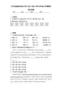 辽宁省盘锦市双台子区2021-2022学年九年级上学期期末语文试题(word版含答案)