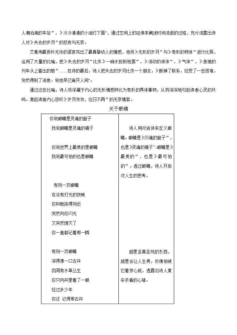 失去的岁月 关于眼睛 《艾青诗集》全赏析第2页